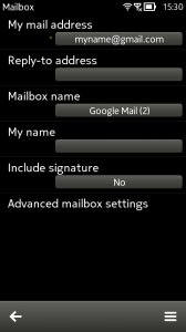 Screenshot, Email set-up Symbian Screenshot, Email set-up Symbian